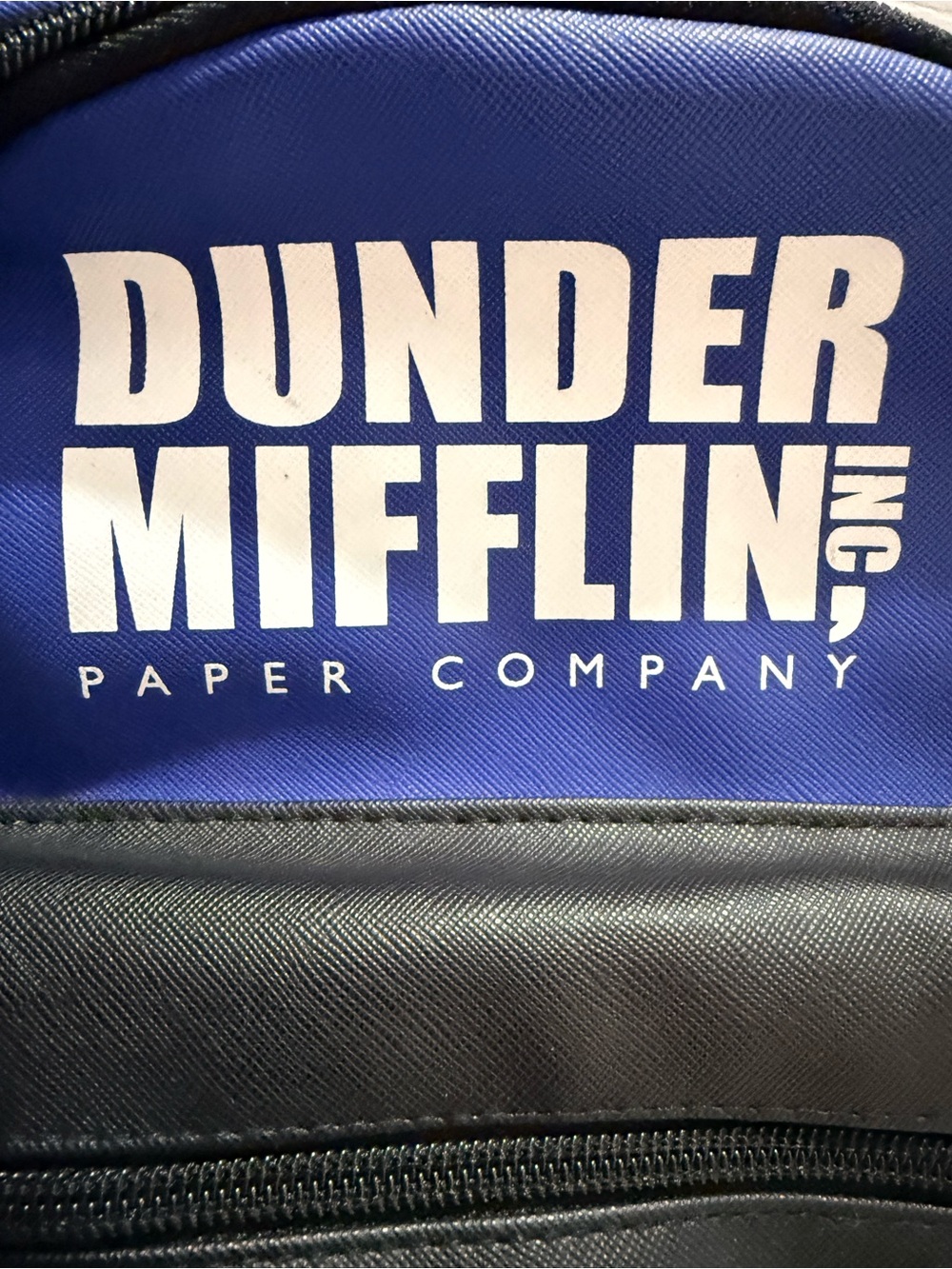 Title: The Office Dunder Mifflin Mini Backpack Blue & Black TV Show Fan Bag - Picture 10 of 10